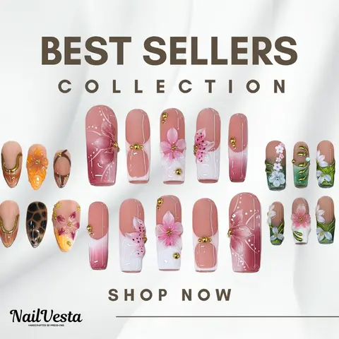 NailVesta BEST SELLER – 100% Handcrafted 3D Press-On Nails | Reusable, Long-Lasting, Salon-Quality