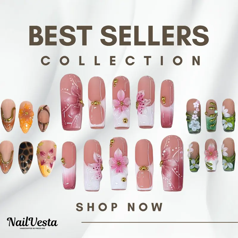 NailVesta BEST SELLER – 100% Handcrafted 3D Press-On Nails | Reusable, Long-Lasting, Salon-Quality