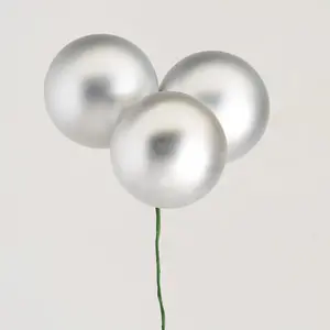 Matte Silver VP Ball Ornament Holiday Pick - 7"