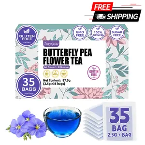 100% Organic Butterfly Pea Tea Bags – 35 Teabags (2.5g Each) | Loaded with Antioxidants & Anthocyanins | Caffeine-Free, Sugar-Free, Gluten-Free, Vegan | 100% Natural | Eco-Friendly Packaging