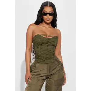 All The Details Corset Top - Olive