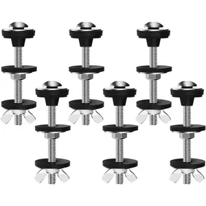 6PCS Universal Toilet Seat Bolts Kit, Heavy Duty Toilet Tank Bolts Replacement, Waterproof Stainless Steel Toilet Seat Screws and Rubber Washers Gaskets with Extra Long Nut