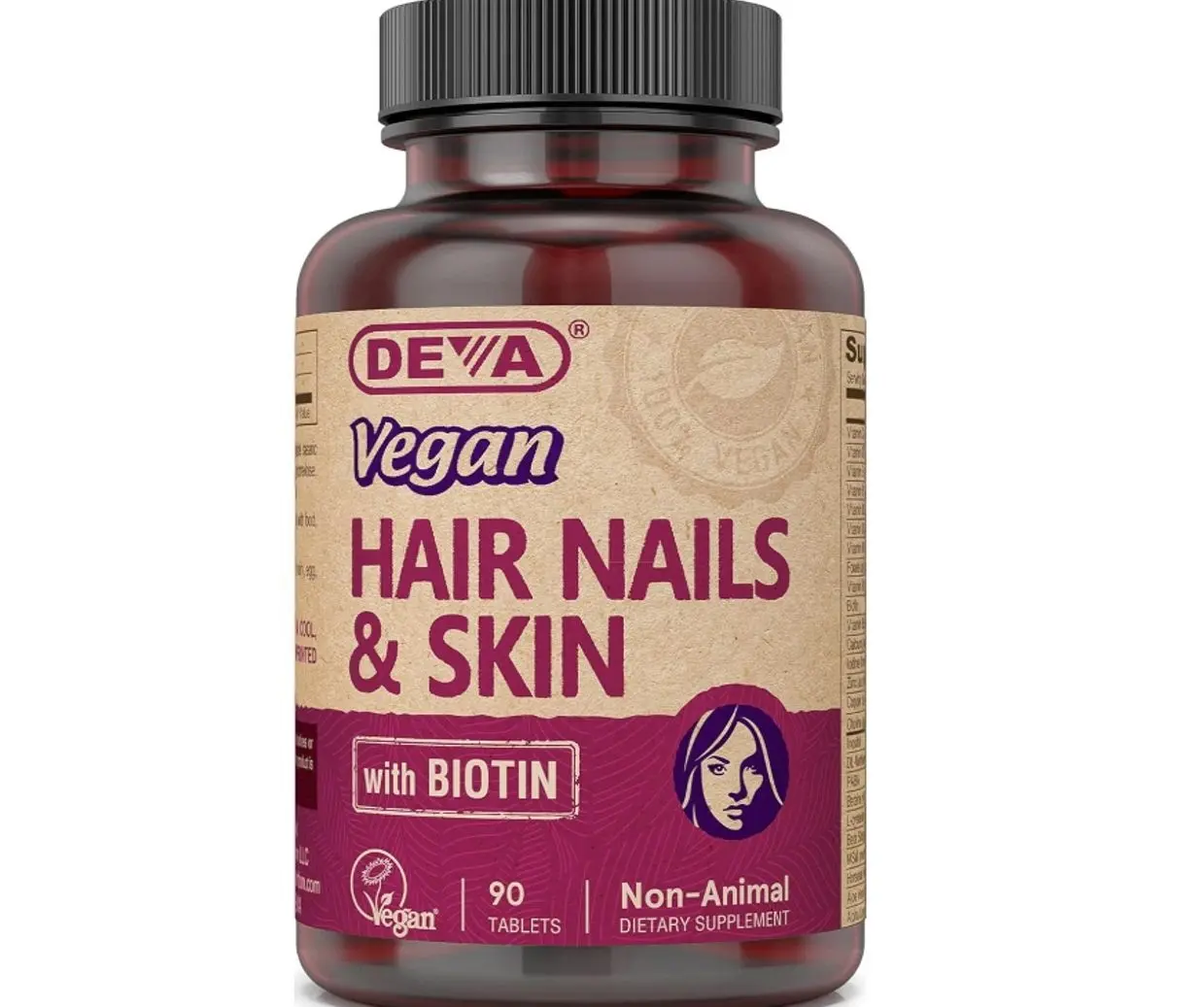 DEVA Vegan Hair, Nails & Skin Vitamins & Minerals with Biotin, Supplement, 90 Tablets