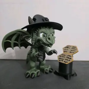 Elphaba inspired articulated dragon with grimmerie and stand.