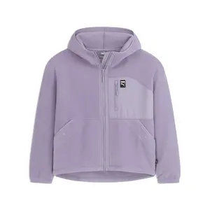 PUMA Womens Polar Fleece Hooded Jacket Athletic Outerwear Casual - Purple