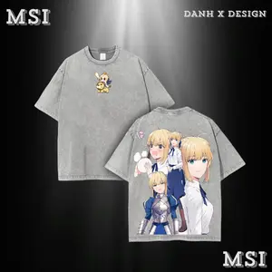 Saber | Fate Series Washed Tee Hoodie Sweater Double Printed Beautiful Blade Graphic | For Mythcore Fans, For Gift Drops That Shine With Grace