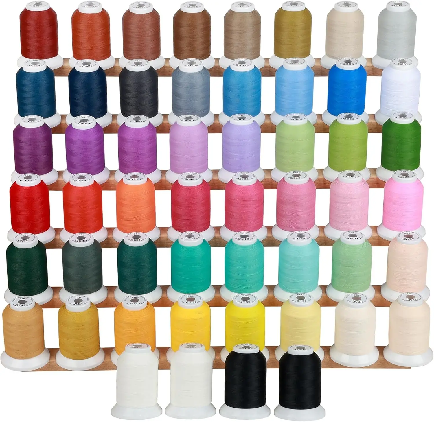 100% Frosted Matt Embroidery Machine Thread 52 Spools 40WT Each Spool 500M (550Y) Compatible with Brother Babylock Janome Singer Pfaff Bernina Embroidery Sewing Machine-Made