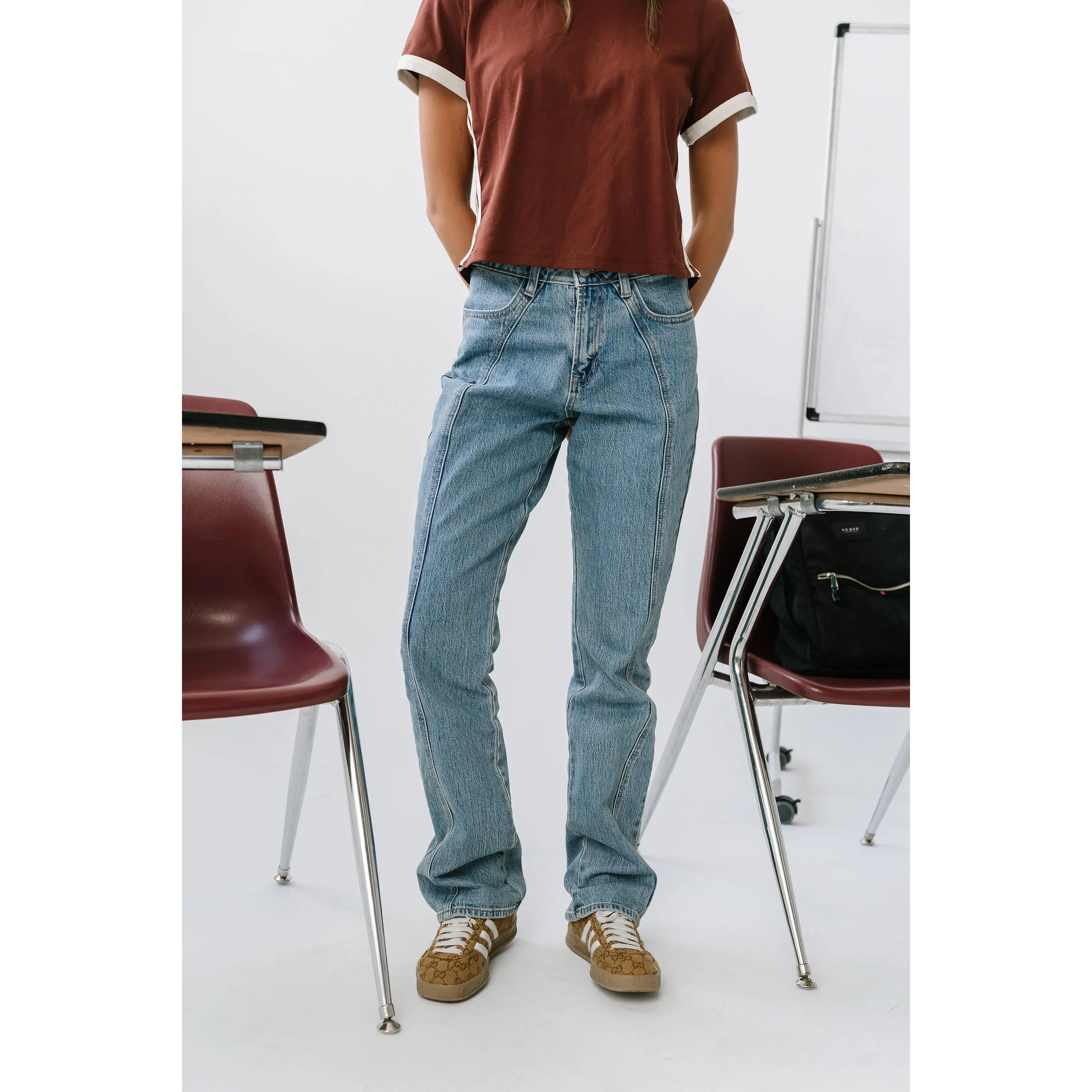 Women's Denice Seamed Bootcut Jeans, Spandex Bottoms with Pockets, Zipper Closure for Flattering Fit