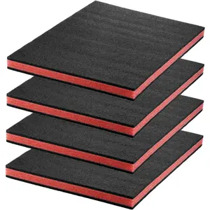 Tool Box Foam Inserts, 4-Pack 16x12x1 inch, Red/Black Polyethylene PE Foam Sheets, Customizable Protection for, Sheets for Toolbox Hard Case
