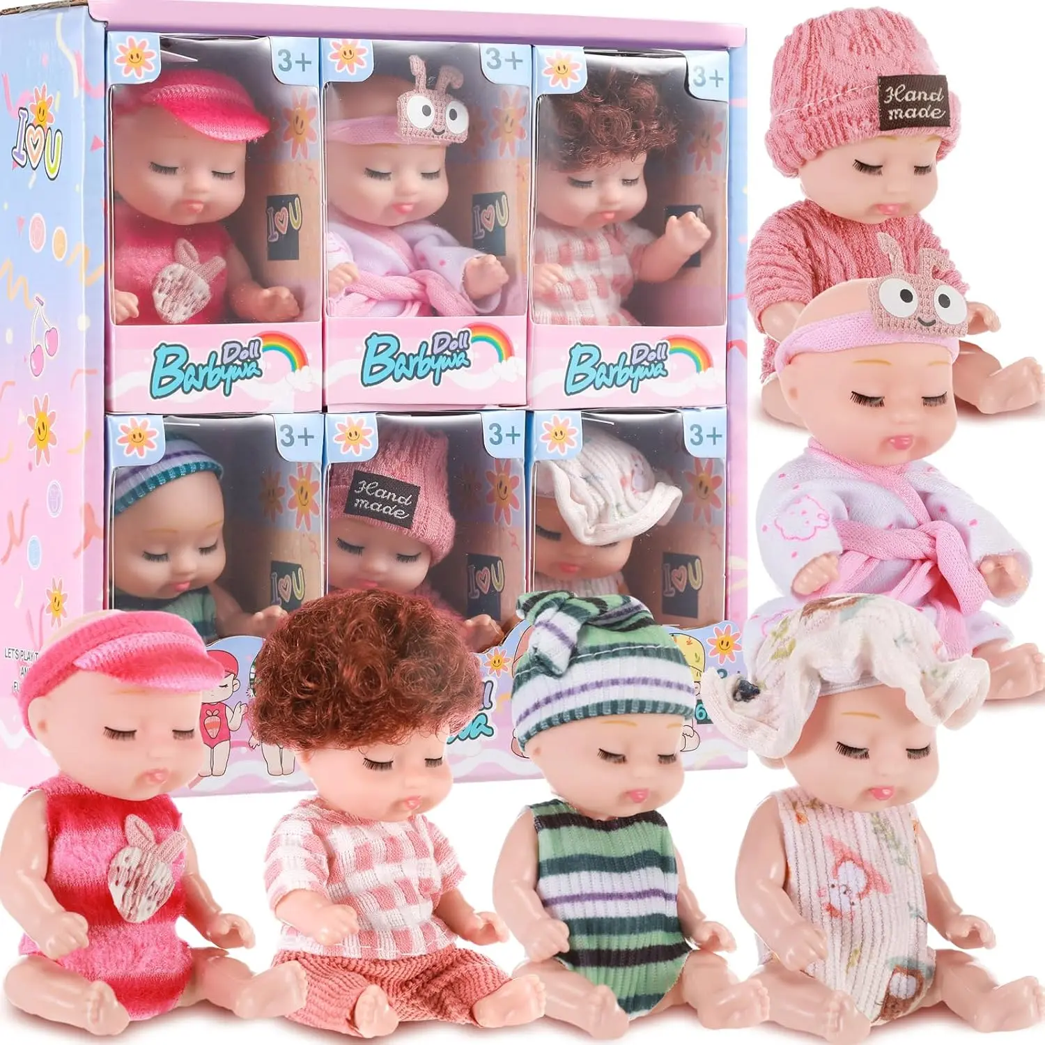 Halloween Fall Gift 6pcs/set Mini Animal & Insect Shaped Cute Reborn Doll Children's Toy Gift Box