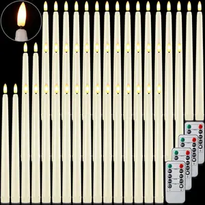48 count Flameless Taper Candles with 4 Remote,  Operated Flickering Flameless Taper Candles 3D Wick Fire LED Faux Wax Lights for Wedding Christmas Holiday(,11 Inches)