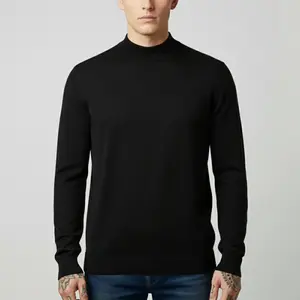 Black Traditional Fit Mockneck Sweater