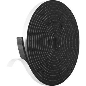 Self Adhesive Foam Tape Weatherstrip 1/2In x 1/4In x 16.5Ft High Density Foam Insulation Strips Seal Weather Stripping with Strong Adhesive for Door and Window Sound Isolation Soundproofing