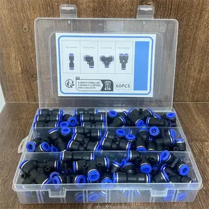 60PCS Pneumatic Quick Push-In Fittings Straight Air Hose Connector Assortment Kit