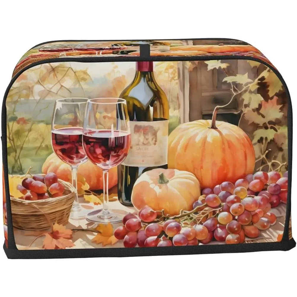 4-Slice Wide Slot Toaster Cover with Beautiful Watercolor Pattern, Lightweight Soft Fabric Kitchen Appliance Cover, 12.4in x 10.6in x 8.3in Foldable Daily Indoor Countertop Accessory, Dustproof, Fingerprint-Protective, Washable, Fits Bread Makers, Fingerp