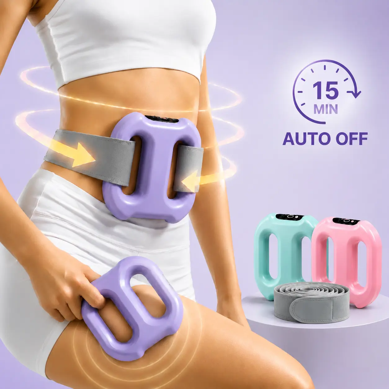 Wearable Fascia Vibratory Massager Ring - Portable Waist & Back Massager with Adjustable Strap, Rechargeable, 5 Intensity Levels, 15-Min Auto Shut-Off Timer, Neck Shoulder Relaxer for Couch & Desk Use, Fitness Gift for Adults, Relaxing