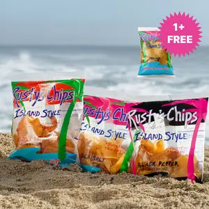 Rusty's Chips | 1+ FREE BAGS + 3-pack Cali Crunch Variety Pack, Sea Salt, Black Pepper, Chili Lime Flavors, Low Sodium, Non-GMO, Low Fat, No Added Sugar, Gluten Free, Handmade Potato Chips