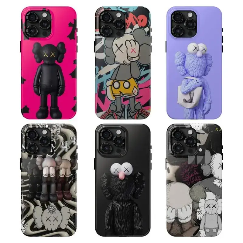 Art Toy Figure Pattern Case for iPhone 17 16 15 14 13 Pro Max, Creative Cartoon Graffiti Cover, Modern Aesthetic Protective Shell