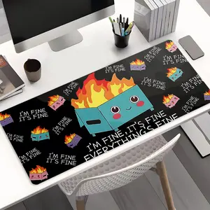 Burning the trash can I'm FINE Large Gaming Mouse Pad,Aesthetic Desktop Drotection Pad,Washable Rubber Pad Non-Slip Lock Edge Multi-Size Mouse Pad Suitable For Home Office, Office Desk Accessories, Good Gift for Family and Friends