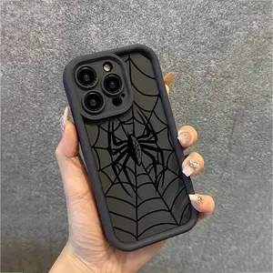 Black Spider Pattern Matte Anti-drop Phone Case, Suitable for iPhone 17 Air/16 Plus/15 Pro Max/14 Pro/13/12/11/XS Max/X Phone Case, Ideal Gift for Family, Friends, Lovers, Boyfriend, Girlfriend, Best Choice for Holiday Gifts TY148