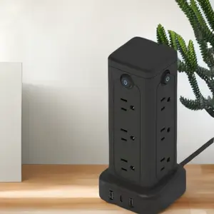 Back to School Essential: 20-in-1 Vertical Power Strip w/16 Outlets & 4 USB, 5FT Flat Plug Surge Protector, Space Saving Charging Station for Dorm Rooms - 1875W Safe Charging