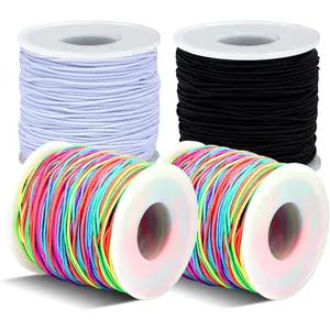 1mm Stretchy Bracelet Cord - 4 Rolls 660FT Elastic String for DIY Jewelry Making (Black, White, 2 Rainbow Rolls) - Sewing, Beading Accessory