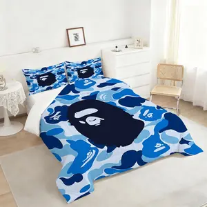 2/3Pcs Monkey Camo Comforter Set, Stylish Pattern Bedding Set, Soft & Cozy Quilt for Trendy Bedroom Decor, Perfect for Streetwear Lovers and Modern Aesthetic! 1 or 2 Pillowcase No Pillow Core