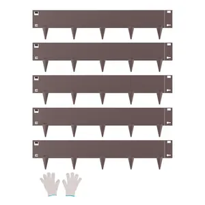 VEVOR Steel Landscape Edging, 5 Packs 39 x 5 in Rust-Resistant Metal Landscape Edging, Bendable Garden Edging Border, Heavy Duty Lawn Edging, Easy-to-Install, Flower Bed Yard Pathway Divider Brown