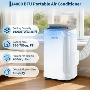 14,000 BTU Portable Air Conditioner – Quiet Floor AC Unit Cools Up to 750 Sq.Ft, 3-in-1: Dehumidifier & Fan, Remote Control, LED Touch Panel & Installation Kit for Bedroom, Home Office