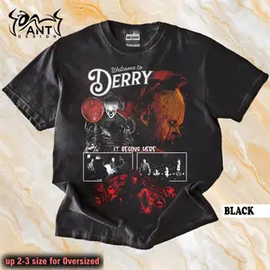 Welcome to Derry T-Shirt Stephen King Pennywise Horror Town Design