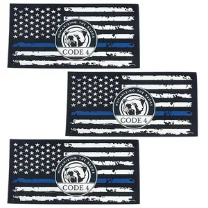 3pcs Thin Blue Line Sticker Code 4, Black White and Blue Stripe American Flag Car Decals, Commemorative Stickers, Honoring Law Enforcement Vinyl Window Bumper Sticker for Cars, Trucks, SUVs, Windows, Laptops, Toolboxes home ornament