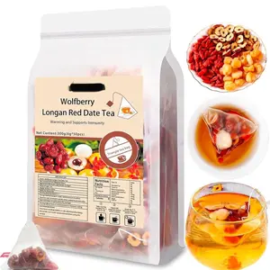 Longan Red Dates Herbal Tea Bags - 10.6oz (50 Count)/Pack, Caffeine-Free, 100% Natural Whole Gluten-Free Ingredients, No-Sugar Sweet Taste, Menstrual Care, Immune Boost, Kidney Health