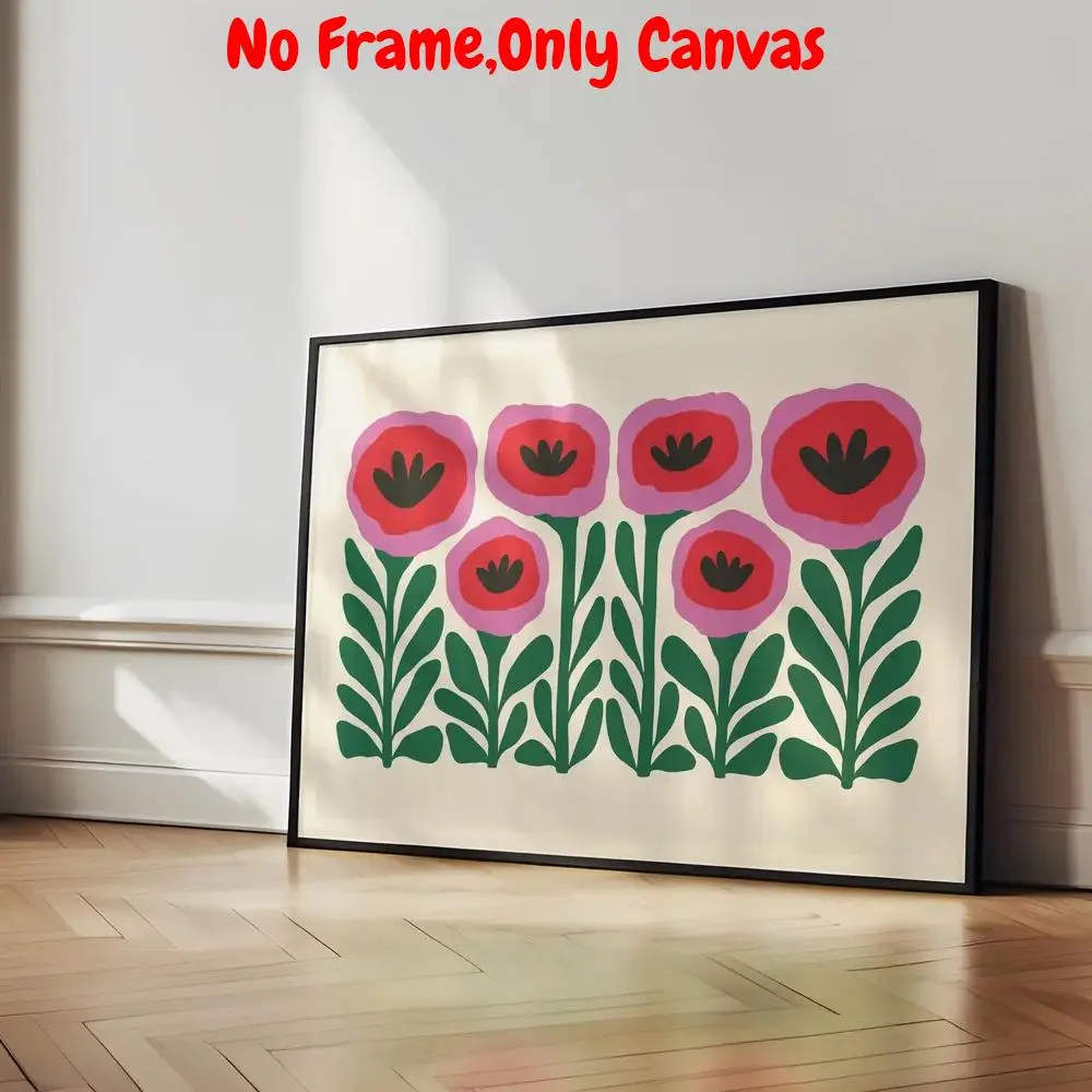 Poppy Flower Pattern Unframed Painting, Aesthetic Wall Decor, 1 Count Colorful Flower Print Art, Watercolor Floral Design, Canvas Art Wall, Wall Art for Home Living Room Bedroom Office Decor, Floral Abstract Design, Canvas Art And Prints For Walls