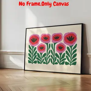 Poppy Flower Pattern Unframed Painting, 1 Count Colorful Flower Print Art, Watercolor Floral Design, Canvas Art Wall, Wall Art for Home Living Room Bedroom Office Decor, Ornaments, Bathroom Wall Art, Floral Abstract Design