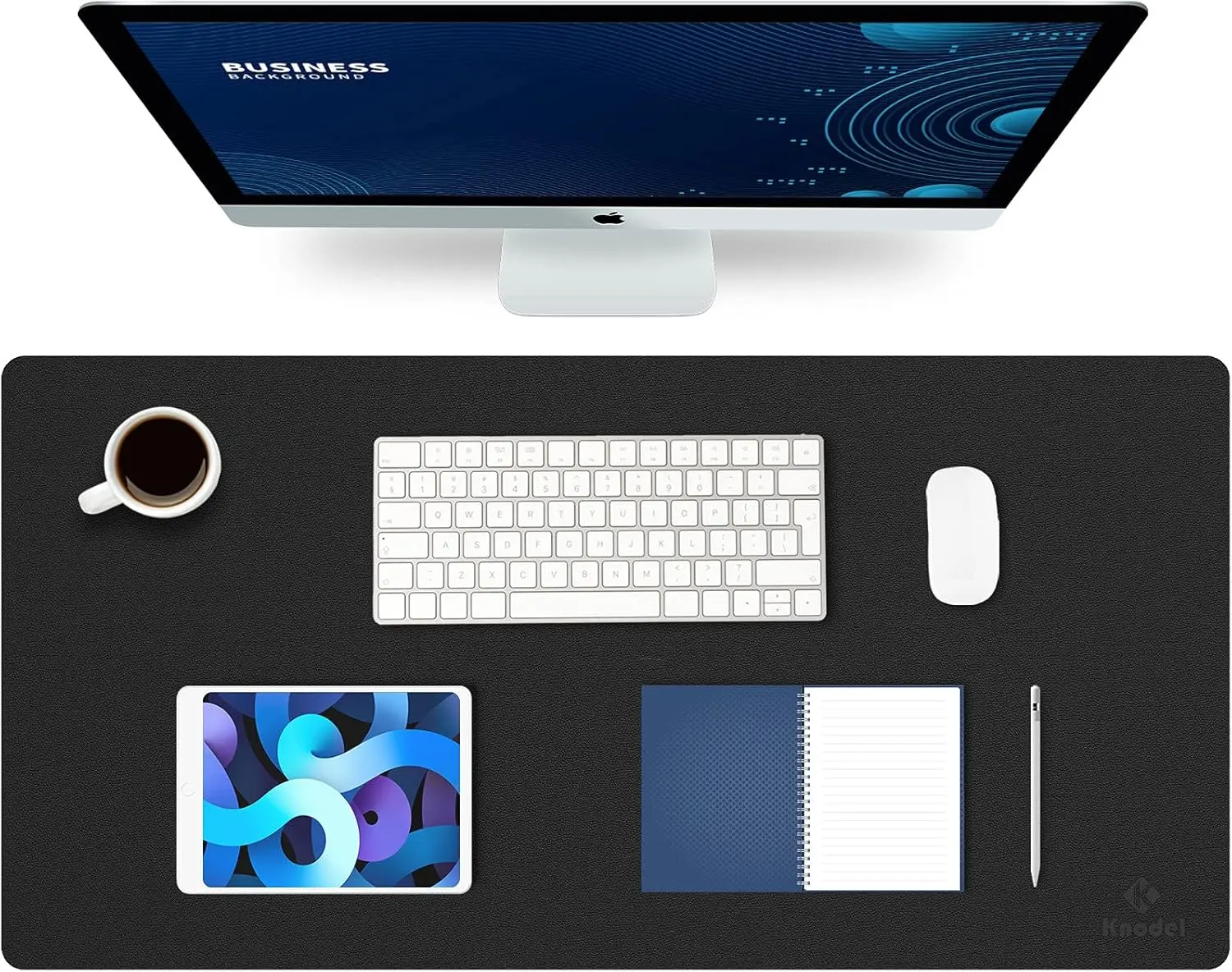 Koodel Large Office Leather Desk Mat 31.5x15.7 Black Mouse Pad Keyboard Mat Computer Laptop Mat Desktop Protector Cover Writing Pad Blotter