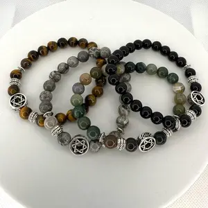 Star of David Bracelet Unisex Jewish Jewelry Gift For Jewish Friend Israel Support Stone Beaded Bracelet Proud Jew