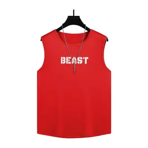 Men's Bold "BEAST" Sleeveless Backless Vest, Gym-Inspired Moisture-Wicking Tank, Lightweight, Perfect For Running & Lifting, Moisture-Wicking Vests, Sleeveless Backless Vests