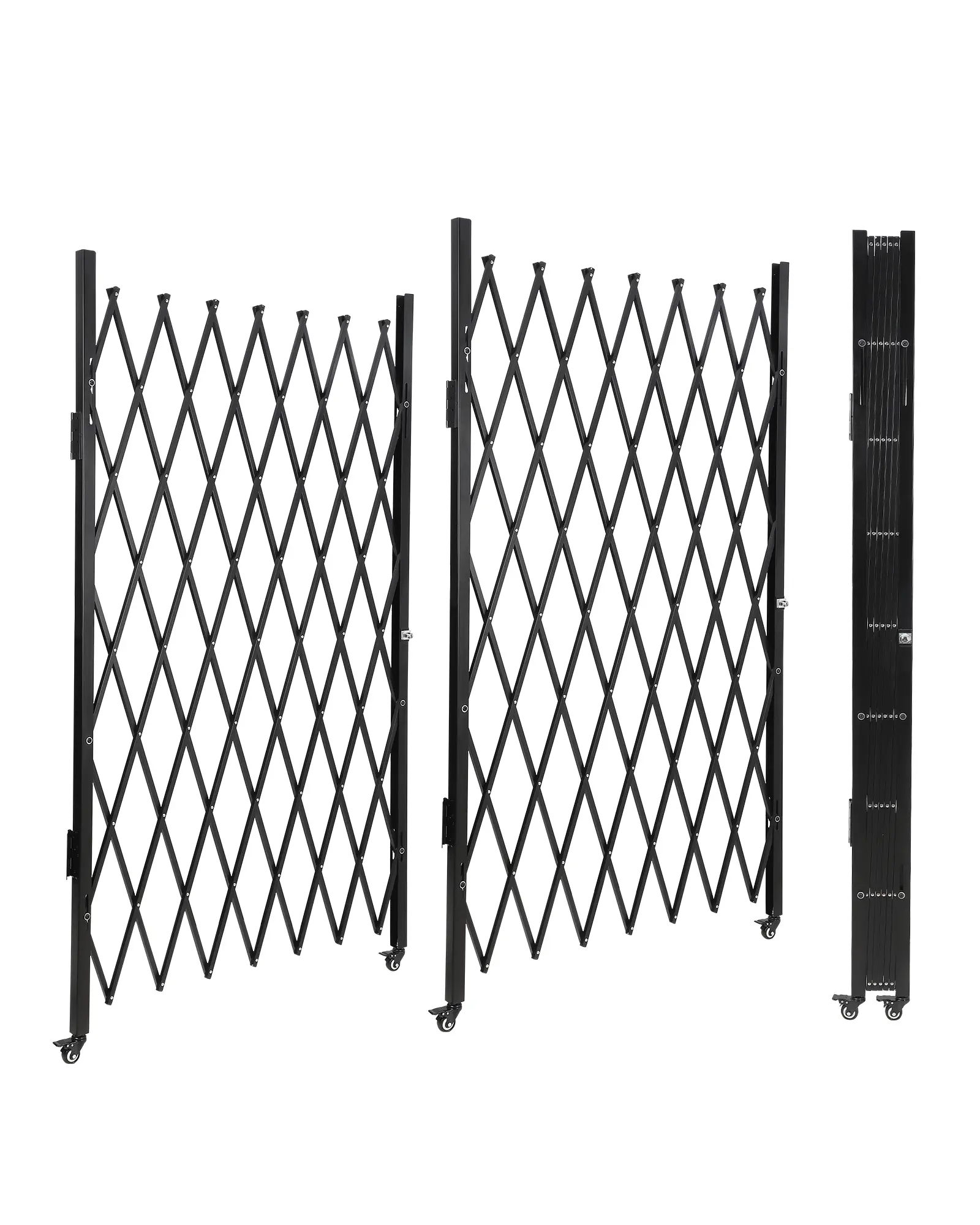 Single Folding Security Gate, Flexible Expanding Security Gate, Folding Driveway Door Gate, Aluminum Security Gate, 360°Rolling Barricade Gate, Scissor Gate or Door, Black