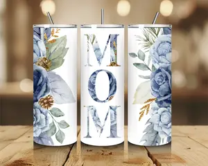 Floral Mom 20oz Stainless Steel Tumbler with Double Wall Vacuum Insulation & Splash Free Lid Includes Reusable Metal Straw and Cleaner