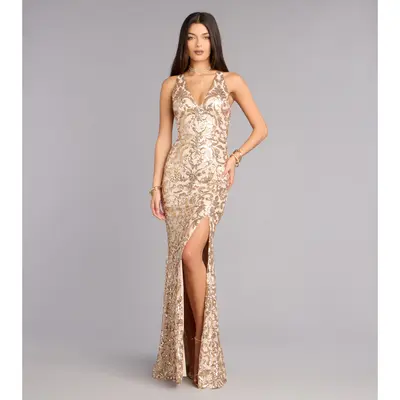 Windsor Kehlani Formal Floral Lace Slit Mermaid Dress