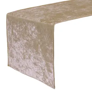 14 x 108 Inch Crushed Velvet Table Runner Champagne