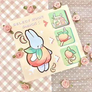 Peaches and Bunnies Print - Matte Photo Cardstock - Available in 5x5 and 7x7 inches