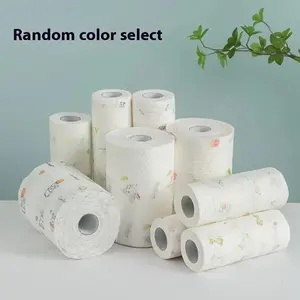 400-Sheet Roll of Disposable "Efficient" Kitchen Towels - Washable, Non-Stick Oil, Degreasing Cloths for Household Cleaning (Assorted Styles) lazy rag kitchen paper towels