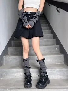 Women's Bow Decor Leg Warmers & Arm Sleeves, 2024 New Style Casual Fashion Cozy Leg Warmers & Arm Sleeves Set, Y2k Style Slouch Socks for Daily Wear