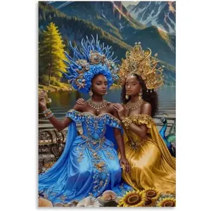 Art Poster of Oshun, The Goddess of Love And Yemaya The Water God Canvas Canvas HD Prints Art Wall Decor 24x36 Posters Print, Decor For Bedroom Living Room