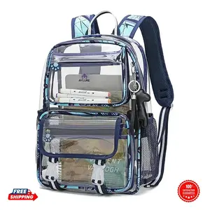 Clear Backpack Stadium Approved for School, Heavy Duty See Through Bookbag