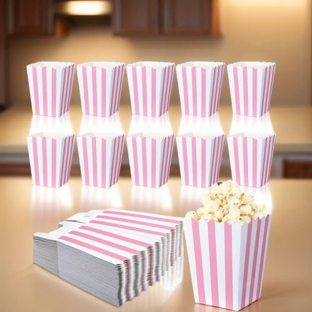 Striped Paper 48Pcs Small Popcorn Boxes - Disposable Cardboard Container - Carnival Theater Birthday Party Favor Supplies(2.75 x 1.96 x 4.52Inches, Small) Traditional