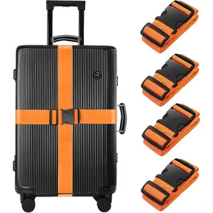 4 Pack Luggage Straps 79" Long Belts Keep Suitcase Secure While Traveling, TSA Approved Add a Bag  Accessory for Travel Bag Closure (4PCS Orange)