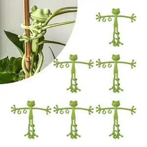 6Pcs Frog Shaped Plant Support Clips, Cute Frog Pot Huggers for Climbing Vines, Multifunctional Plant Fixing Ties, Cartoon Garden Decor for Indoor & Outdoor Potted Plants