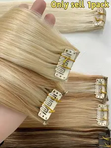 6Pcs Clip In Hair Extensions🔥Straight Real Human Hair, Super Natural & Invisible! Easy to apply, No glue No damage - Suitable for Daily, Party, Dating & Cosplay. Reusable & Comfortable to Wear All Day Glueless Human Hair